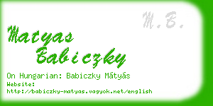 matyas babiczky business card
